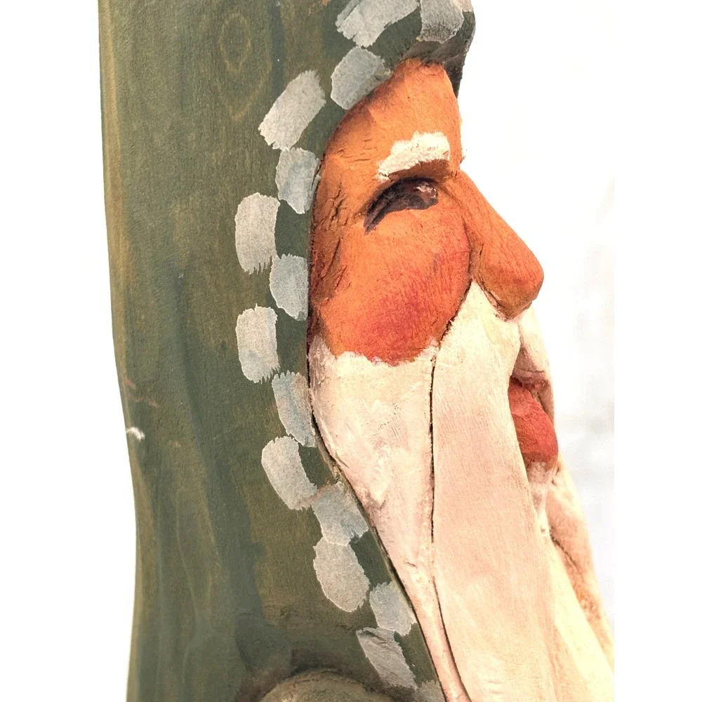 Hand Carved Wood Santa Figure Brenda Yeager Moore '97 Folk Art Christmas Carving
